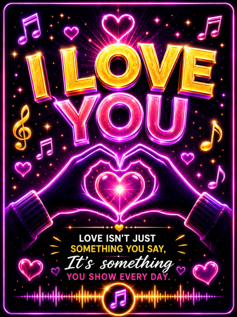 Couple sharing a romantic moment with a personalized love song created to express 'I Love You'.