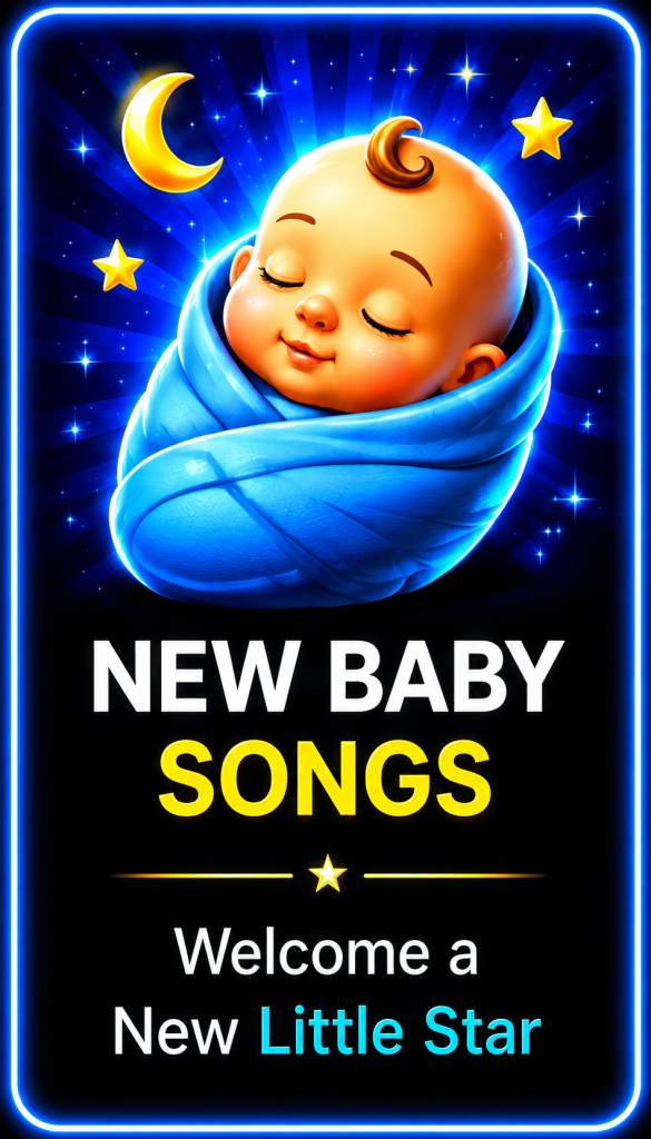 Parents holding their newborn baby while listening to a personalized song celebrating the arrival of a new child.