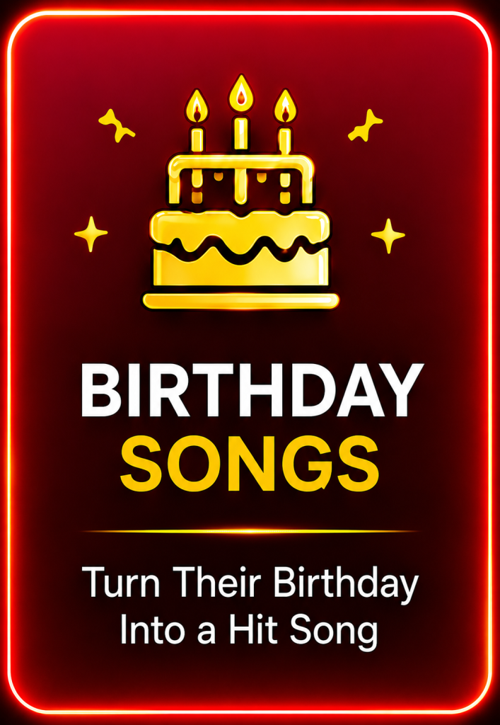 Birthday celebration featuring a personalized song gift created from special memories and heartfelt messages.