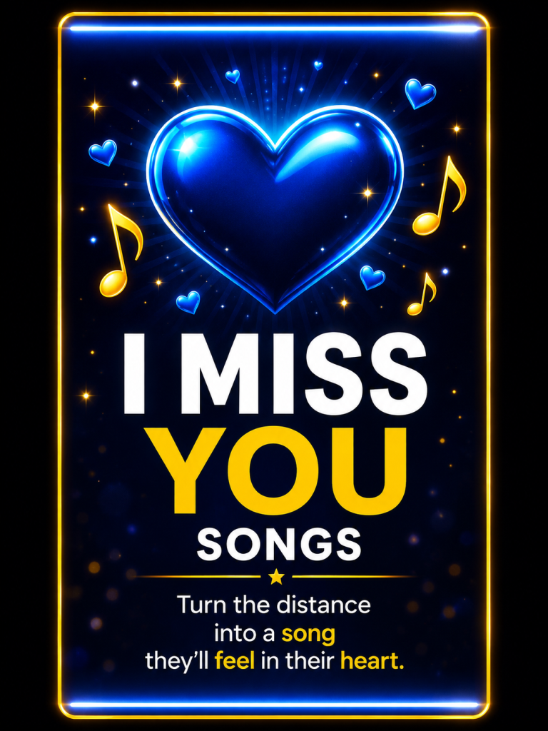 Emotional personalized song gift expressing love, longing, and connection for someone who is deeply missed.