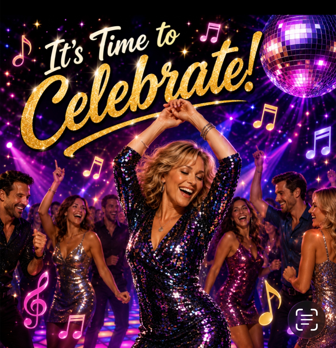 Happy celebration with family and friends enjoying a personalized song created for a special occasion.
