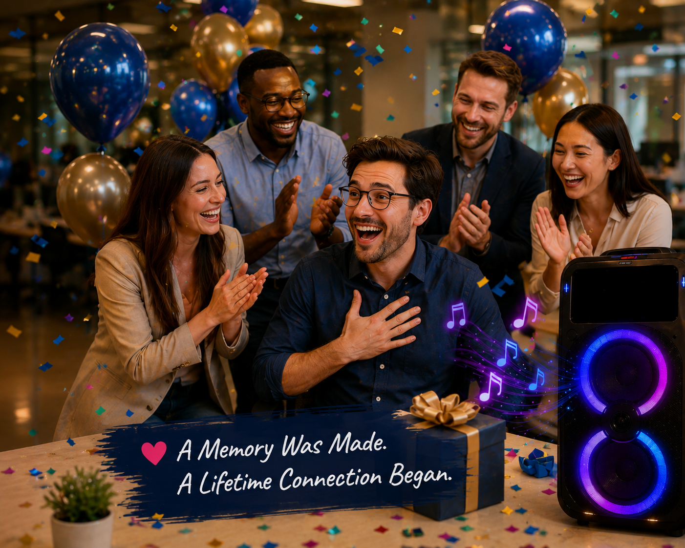 Employee receiving a personalized song gift in recognition of their hard work, dedication, and contribution to the team.